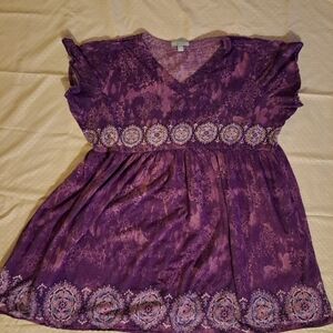 Only Necessities Plus Size 3X Purple Crinkle Cotton Lounger